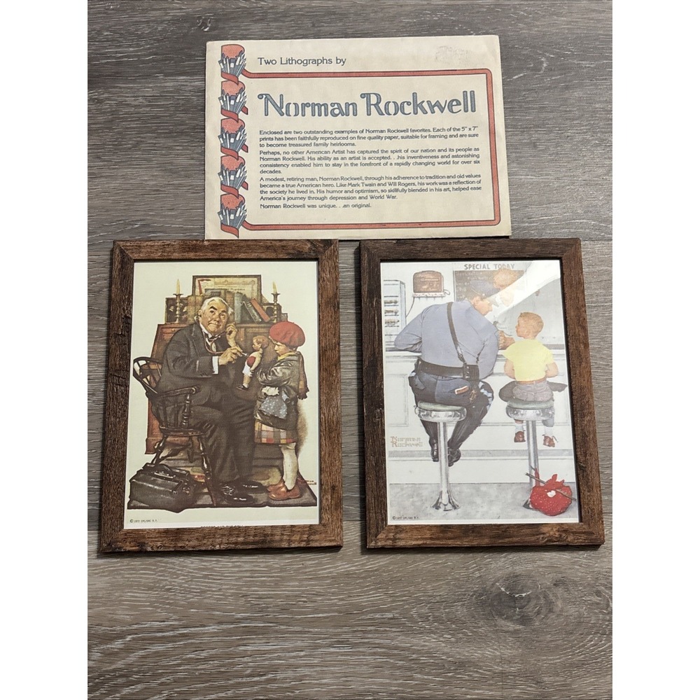Two Framed Lithographs by Norman Rockwell The Runaway and Doctor And the Doll